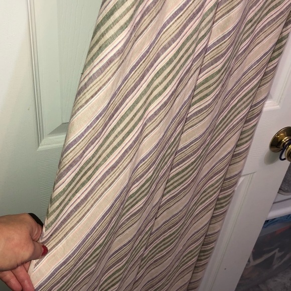 Kenar size 12 tan & ivory stripe 100% linen V neck maxi Bias cut - Picture 7 of 10